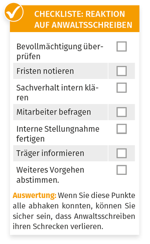 Checkliste: Reaktion auf Anwaltschreiben